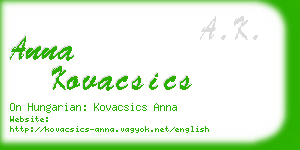 anna kovacsics business card